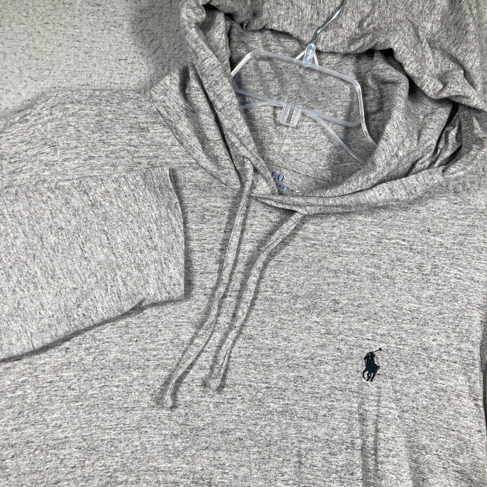 Polo Ralph Lauren Hooded T-Shirt Mens Large Heather Grey Embroidered Pony Logo